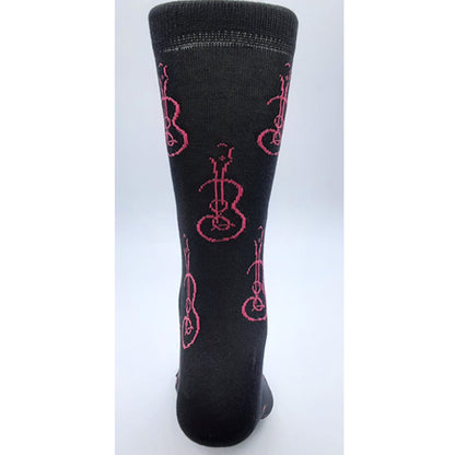 Calcetines de mujer divertidos guitarras rosas